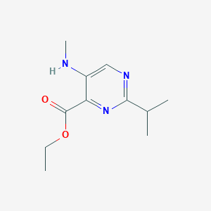 molecular formula C11H17N3O2 B2966907 Ethyl 5-(methylamino)-2-propan-2-ylpyrimidine-4-carboxylate CAS No. 2248396-53-2