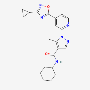 molecular formula C21H24N6O2 B2966942 N-cyclohexyl-1-[4-(3-cyclopropyl-1,2,4-oxadiazol-5-yl)pyridin-2-yl]-5-methyl-1H-pyrazole-4-carboxamide CAS No. 1251631-74-9