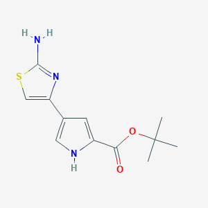molecular formula C12H15N3O2S B2966962 Tert-butyl 4-(2-amino-1,3-thiazol-4-yl)-1H-pyrrole-2-carboxylate CAS No. 2248416-59-1