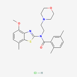 molecular formula C24H30ClN3O3S B2966964 N-(4-methoxy-7-methylbenzo[d]thiazol-2-yl)-2,5-dimethyl-N-(2-morpholinoethyl)benzamide hydrochloride CAS No. 1330307-96-4