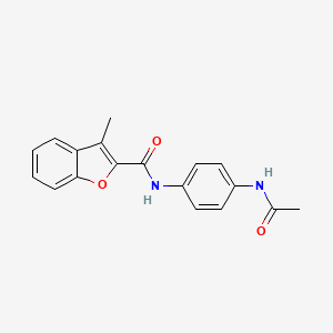 molecular formula C18H16N2O3 B2966967 N-(4-acetamidophenyl)-3-methyl-1-benzofuran-2-carboxamide CAS No. 380571-18-6