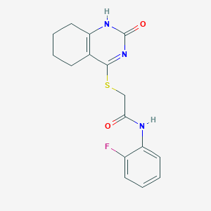 molecular formula C16H16FN3O2S B2966990 N-(2-fluorophenyl)-2-[(2-oxo-1,2,5,6,7,8-hexahydroquinazolin-4-yl)sulfanyl]acetamide CAS No. 946372-31-2