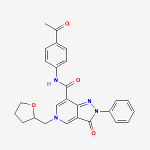 molecular formula C26H24N4O4 B2967004 N-(4-acetylphenyl)-3-oxo-5-[(oxolan-2-yl)methyl]-2-phenyl-2H,3H,5H-pyrazolo[4,3-c]pyridine-7-carboxamide CAS No. 923227-86-5