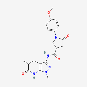 molecular formula C20H23N5O4 B2967016 N-(1,5-dimethyl-6-oxo-4,5,6,7-tetrahydro-1H-pyrazolo[3,4-b]pyridin-3-yl)-1-(4-methoxyphenyl)-5-oxopyrrolidine-3-carboxamide CAS No. 1170424-07-3