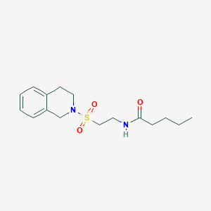 molecular formula C16H24N2O3S B2967022 N-(2-((3,4-dihydroisoquinolin-2(1H)-yl)sulfonyl)ethyl)pentanamide CAS No. 922087-28-3