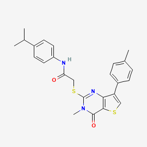 2-{[3-methyl-7-(4-methylphenyl)-4-oxo-3,4-dihydrothieno[3,2-d]pyrimidin-2-yl]sulfanyl}-N-[4-(propan-2-yl)phenyl]acetamide