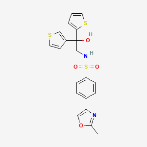 N-(2-hydroxy-2-(thiophen-2-yl)-2-(thiophen-3-yl)ethyl)-4-(2-methyloxazol-4-yl)benzenesulfonamide