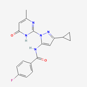 N-(3-cyclopropyl-1-(4-methyl-6-oxo-1,6-dihydropyrimidin-2-yl)-1H-pyrazol-5-yl)-4-fluorobenzamide