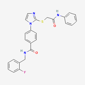 molecular formula C25H21FN4O2S B2967061 N-[(2-fluorophenyl)methyl]-4-(2-{[(phenylcarbamoyl)methyl]sulfanyl}-1H-imidazol-1-yl)benzamide CAS No. 1207013-48-6