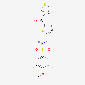 4-methoxy-3,5-dimethyl-N-((5-(thiophene-3-carbonyl)thiophen-2-yl)methyl)benzenesulfonamide