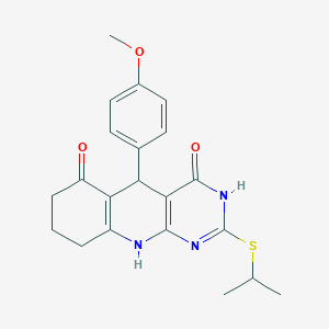 2-(isopropylthio)-5-(4-methoxyphenyl)-7,8,9,10-tetrahydropyrimido[4,5-b]quinoline-4,6(3H,5H)-dione
