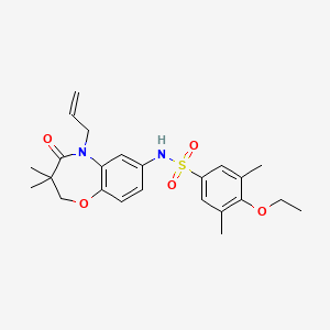 molecular formula C24H30N2O5S B2967082 N-(5-allyl-3,3-dimethyl-4-oxo-2,3,4,5-tetrahydrobenzo[b][1,4]oxazepin-7-yl)-4-ethoxy-3,5-dimethylbenzenesulfonamide CAS No. 922078-40-8