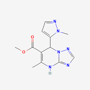 molecular formula C12H14N6O2 B2967084 methyl 5-methyl-7-(1-methyl-1H-pyrazol-5-yl)-4,7-dihydro-[1,2,4]triazolo[1,5-a]pyrimidine-6-carboxylate CAS No. 1005593-61-2