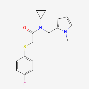 molecular formula C17H19FN2OS B2967096 N-cyclopropyl-2-((4-fluorophenyl)thio)-N-((1-methyl-1H-pyrrol-2-yl)methyl)acetamide CAS No. 1286727-96-5