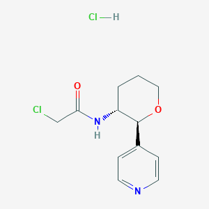 molecular formula C12H16Cl2N2O2 B2967117 2-Chloro-N-[(2S,3R)-2-pyridin-4-yloxan-3-yl]acetamide;hydrochloride CAS No. 2411177-95-0