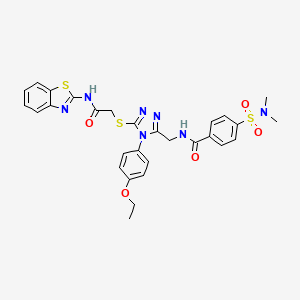 molecular formula C29H29N7O5S3 B2967119 N-{[5-({[(1,3-benzothiazol-2-yl)carbamoyl]methyl}sulfanyl)-4-(4-ethoxyphenyl)-4H-1,2,4-triazol-3-yl]methyl}-4-(dimethylsulfamoyl)benzamide CAS No. 309968-45-4