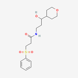 molecular formula C17H25NO5S B2967125 N-(3-hydroxy-3-(tetrahydro-2H-pyran-4-yl)propyl)-3-(phenylsulfonyl)propanamide CAS No. 2034538-56-0