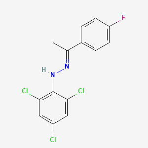 molecular formula C14H10Cl3FN2 B2967127 1-(4-Fluorophenyl)ethanone (2,4,6-trichlorophenyl)hydrazone CAS No. 394695-02-4