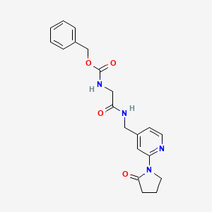 molecular formula C20H22N4O4 B2967128 Benzyl (2-oxo-2-(((2-(2-oxopyrrolidin-1-yl)pyridin-4-yl)methyl)amino)ethyl)carbamate CAS No. 2034388-78-6