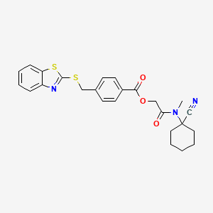 molecular formula C25H25N3O3S2 B2967131 [2-[(1-Cyanocyclohexyl)-methylamino]-2-oxoethyl] 4-(1,3-benzothiazol-2-ylsulfanylmethyl)benzoate CAS No. 875328-24-8