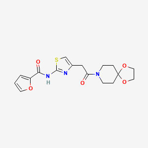 molecular formula C17H19N3O5S B2967139 N-(4-(2-oxo-2-(1,4-dioxa-8-azaspiro[4.5]decan-8-yl)ethyl)thiazol-2-yl)furan-2-carboxamide CAS No. 921520-71-0