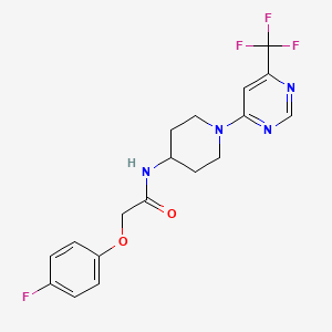 molecular formula C18H18F4N4O2 B2967145 2-(4-fluorophenoxy)-N-{1-[6-(trifluoromethyl)pyrimidin-4-yl]piperidin-4-yl}acetamide CAS No. 1775545-57-7