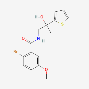 molecular formula C15H16BrNO3S B2967151 2-bromo-N-(2-hydroxy-2-(thiophen-2-yl)propyl)-5-methoxybenzamide CAS No. 1351585-40-4