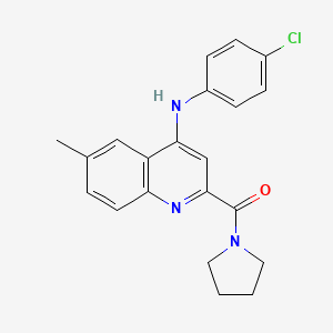 (4-((4-Chlorophenyl)amino)-6-methylquinolin-2-yl)(pyrrolidin-1-yl)methanone