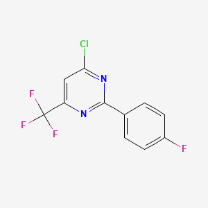 molecular formula C11H5ClF4N2 B2967154 4-Chloro-2-(4-fluorophenyl)-6-(trifluoromethyl)pyrimidine CAS No. 1443979-04-1