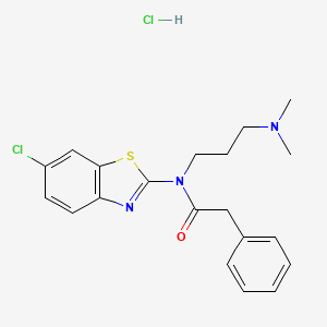 molecular formula C20H23Cl2N3OS B2967176 N-(6-chlorobenzo[d]thiazol-2-yl)-N-(3-(dimethylamino)propyl)-2-phenylacetamide hydrochloride CAS No. 1215654-66-2