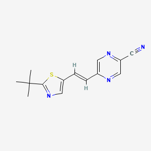 molecular formula C14H14N4S B2967196 5-[(E)-2-(2-Tert-butyl-1,3-thiazol-5-yl)ethenyl]pyrazine-2-carbonitrile CAS No. 2094962-33-9