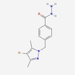 molecular formula C13H15BrN4O B2967197 4-[(4-bromo-3,5-dimethyl-1H-pyrazol-1-yl)methyl]benzohydrazide CAS No. 1003989-04-5
