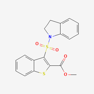 molecular formula C18H15NO4S2 B2967206 methyl 3-(2,3-dihydro-1H-indol-1-ylsulfonyl)-1-benzothiophene-2-carboxylate CAS No. 932354-72-8