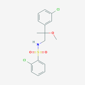 molecular formula C16H17Cl2NO3S B2967214 2-chloro-N-(2-(3-chlorophenyl)-2-methoxypropyl)benzenesulfonamide CAS No. 1788677-70-2