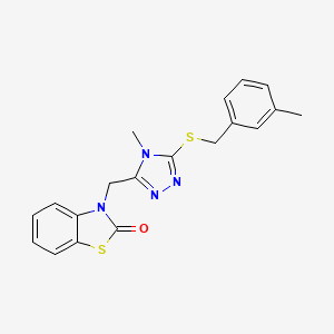 molecular formula C19H18N4OS2 B2967224 3-((4-methyl-5-((3-methylbenzyl)thio)-4H-1,2,4-triazol-3-yl)methyl)benzo[d]thiazol-2(3H)-one CAS No. 847400-84-4