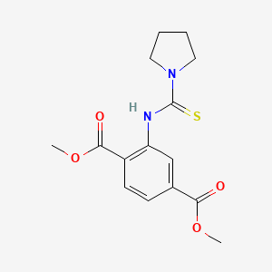 molecular formula C15H18N2O4S B2967225 Dimethyl 2-[(pyrrolidin-1-ylcarbonothioyl)amino]terephthalate CAS No. 717833-33-5