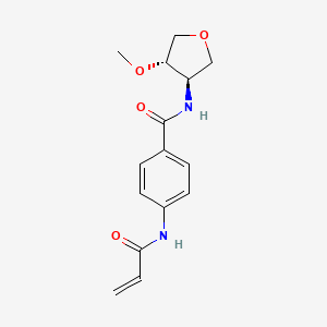 molecular formula C15H18N2O4 B2967230 rac-N-[(3R,4S)-4-methoxyoxolan-3-yl]-4-(prop-2-enamido)benzamide CAS No. 2197480-55-8