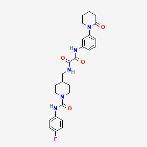 molecular formula C26H30FN5O4 B2967244 N-({1-[(4-fluorophenyl)carbamoyl]piperidin-4-yl}methyl)-N'-[3-(2-oxopiperidin-1-yl)phenyl]ethanediamide CAS No. 1331280-70-6