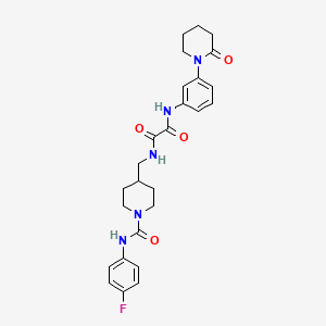 B2967244 N1-((1-((4-fluorophenyl)carbamoyl)piperidin-4-yl)methyl)-N2-(3-(2-oxopiperidin-1-yl)phenyl)oxalamide CAS No. 1331280-70-6