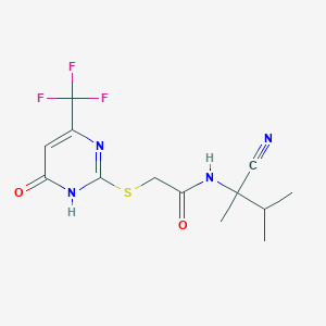 molecular formula C13H15F3N4O2S B2967254 N-(1-cyano-1,2-dimethylpropyl)-2-{[4-hydroxy-6-(trifluoromethyl)pyrimidin-2-yl]sulfanyl}acetamide CAS No. 1311503-16-8
