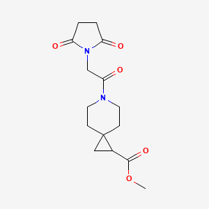 molecular formula C15H20N2O5 B2967259 Methyl 6-(2-(2,5-dioxopyrrolidin-1-yl)acetyl)-6-azaspiro[2.5]octane-1-carboxylate CAS No. 2034606-66-9