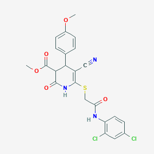 molecular formula C23H19Cl2N3O5S B296726 methyl 5-cyano-6-{[2-(2,4-dichloroanilino)-2-oxoethyl]sulfanyl}-4-(4-methoxyphenyl)-2-oxo-1,2,3,4-tetrahydro-3-pyridinecarboxylate 