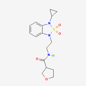 molecular formula C16H21N3O4S B2967268 N-[2-(3-cyclopropyl-2,2-dioxo-1,3-dihydro-2lambda6,1,3-benzothiadiazol-1-yl)ethyl]oxolane-3-carboxamide CAS No. 2097896-89-2