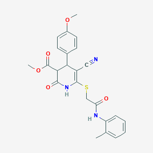 molecular formula C24H23N3O5S B296728 methyl 5-cyano-4-(4-methoxyphenyl)-2-oxo-6-{[2-oxo-2-(2-toluidino)ethyl]sulfanyl}-1,2,3,4-tetrahydro-3-pyridinecarboxylate 