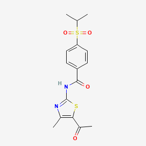 molecular formula C16H18N2O4S2 B2967308 N-(5-acetyl-4-methylthiazol-2-yl)-4-(isopropylsulfonyl)benzamide CAS No. 941957-05-7