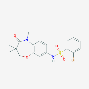 molecular formula C18H19BrN2O4S B2967312 2-bromo-N-(3,3,5-trimethyl-4-oxo-2,3,4,5-tetrahydrobenzo[b][1,4]oxazepin-8-yl)benzenesulfonamide CAS No. 921903-27-7
