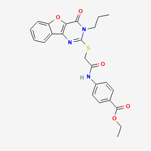 Ethyl 4-(2-((4-oxo-3-propyl-3,4-dihydrobenzofuro[3,2-d]pyrimidin-2-yl)thio)acetamido)benzoate