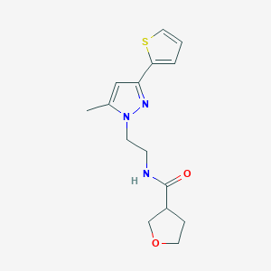 molecular formula C15H19N3O2S B2967321 N-(2-(5-methyl-3-(thiophen-2-yl)-1H-pyrazol-1-yl)ethyl)tetrahydrofuran-3-carboxamide CAS No. 2034235-17-9