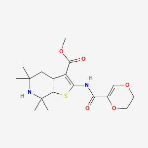 molecular formula C18H24N2O5S B2967322 methyl 2-(5,6-dihydro-1,4-dioxine-2-amido)-5,5,7,7-tetramethyl-4H,5H,6H,7H-thieno[2,3-c]pyridine-3-carboxylate CAS No. 864860-29-7