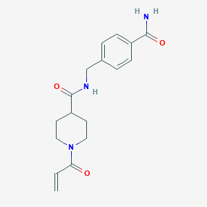 molecular formula C17H21N3O3 B2967327 N-[(4-carbamoylphenyl)methyl]-1-(prop-2-enoyl)piperidine-4-carboxamide CAS No. 2361823-13-2